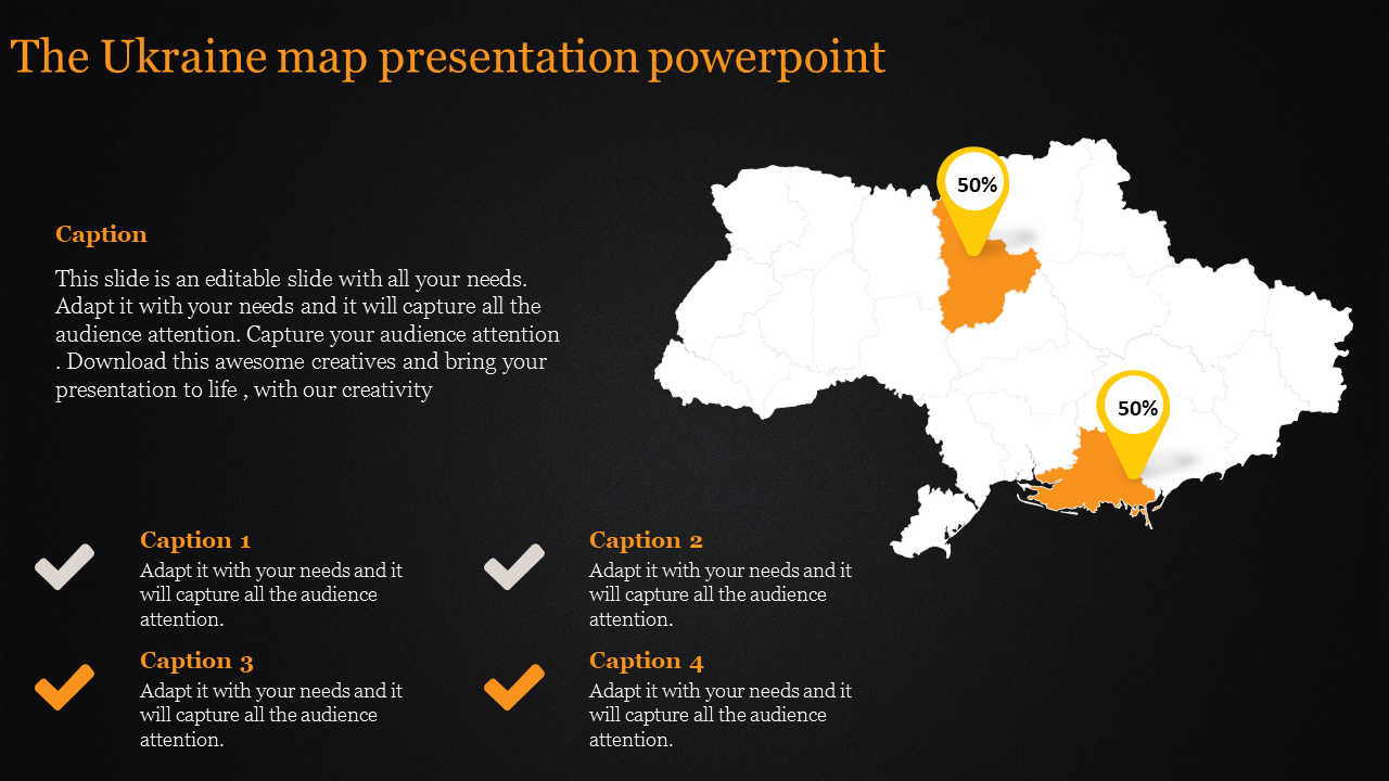 Editable Map Presentation PowerPoint With Four Node